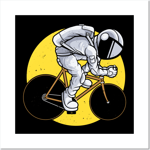 Biker Astronaut Space Cyclist Bicycle Cycling Wall Art by Foxxy Merch